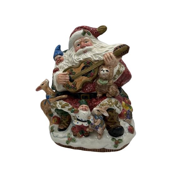 Vintage 1996 Fitz & Floyd Forest Festival Santa Claus Cookie Jar 10" Omnibus - Picture 2 of 10